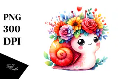 Vibrant Snail Floral Crown | Sublimation Clipart Product Image 1