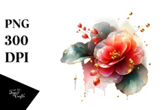 y Golden Watercolor Begonia PNG Product Image 1