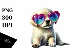 Puppy with Heart Sunglasses PNG Product Image 1