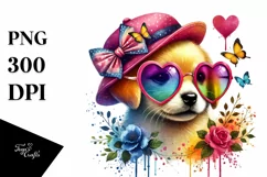 Puppy with Heart Sunglasses PNG Product Image 1