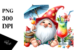 Whimsical Gnome Drinking Cocktail PNG Product Image 1
