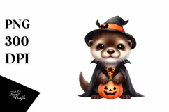 Funny Otter in Halloween Suit | Sublimation Clipart Product Image 1
