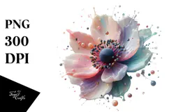 Pastel Anemone in with Metallics, Transparent PNG Product Image 1