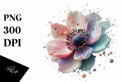 Pastel Anemone in with Metallics, Transparent PNG Product Image 3