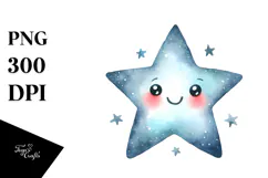 Very Simple Whimsical Smiling Star PNG Product Image 1