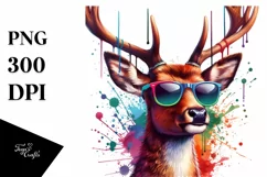 Colorful Deer Wearing Sunglasses | Clipart Product Image 1