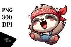 Cartoon Sloth with Bandana PNG Product Image 1