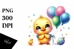 Colorful Baby Duckling with Party Balloons Product Image 1