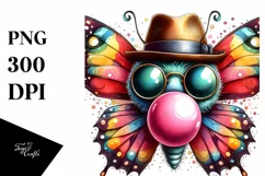 Colorful Butterfly Blowing Chewing Gum | Clipart Product Image 3