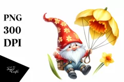 Cute Gnome Air Daffodil Parachute | Sublimation | Clipart Product Image 3