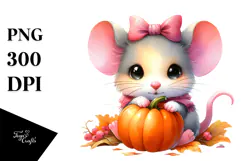 Cute Baby Mouse with Pumpin Drawing | Clipart Product Image 1