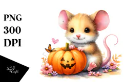 Cute Baby Mouse with Pumpin Drawing | Clipart Product Image 1