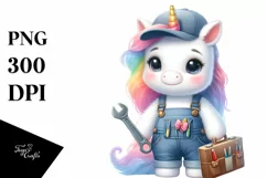 Cute Pastel Unicorn Mechanic | Sublimation | Clipart Product Image 1