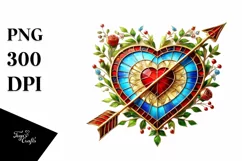 Simple Distressed Heart Arrow Stained PNG Product Image 1