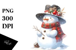 Washed Watercolor Snow Man PNG Product Image 3