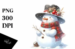 Washed Watercolor Snow Man PNG Product Image 3