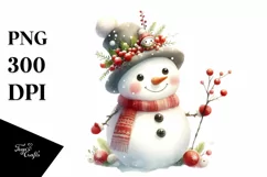 Washed Watercolor Snow Man PNG Product Image 1