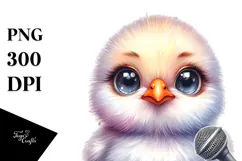 aCute Energetic Singing Chicken with Big Eyes, PNG Product Image 1
