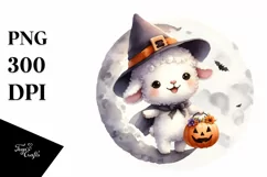 Washed Watercolor Baby Lamb Halloween PNG Product Image 3