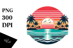 Retro Tropical Beach Sunset, 20 oz Tumbler Product Image 1