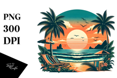 Retro Beach Sunset Clipart Tshirt, 20 oz Tumbler Product Image 1