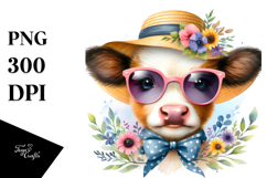 Colorful Baby Cow with Sunglasses | Clipart Product Image 1