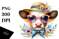 Colorful Baby Cow with Sunglasses | Clipart Product Image 1