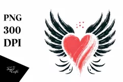 Simple Paint Brush Heart Wings PNG Product Image 1