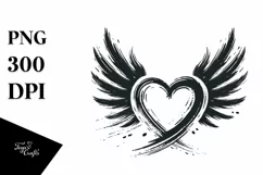 Simple Paint Brush Heart Wings PNG Product Image 1