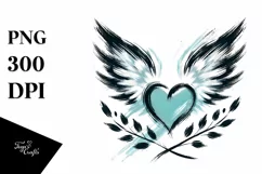 Simple Paint Brush Heart Wings PNG Product Image 1