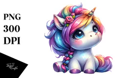 Cute Unicorn with Cool Haircut PNG Product Image 1
