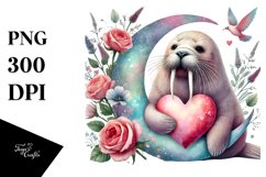 Boho Walrus Watercolor PNG Product Image 1