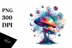 Colorful Magical Celestial Astral Mushroom Clipart Product Image 1