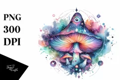 Colorful Magical Celestial Astral Mushroom Clipart Product Image 3