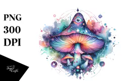 Colorful Magical Celestial Astral Mushroom Clipart Product Image 1