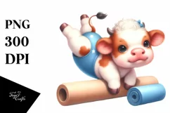 Cute Baby Cow Gymnastics | Clipart Product Image 3