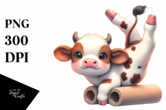 Cute Baby Cow Gymnastics | Clipart Product Image 1