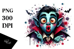 Funny Silly Vampire, Animated Watercolor PNG Product Image 1