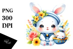 Cute Sleeping Baby Rabbit Sailor Clipart Product Image 1