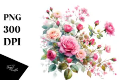Vibrant Pink Roses | Sublimation, Clipart Product Image 1