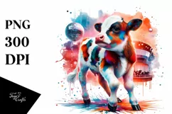 Baby Cow in Dance Hall PNG Product Image 3
