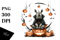 Rhino in Halloween Costume PNG Product Image 1