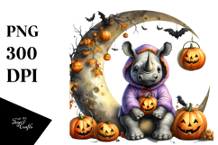 Rhino Dressed for Halloween on Moon, PNG Product Image 1