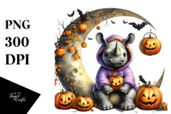 Rhino Dressed for Halloween on Moon, PNG Product Image 1