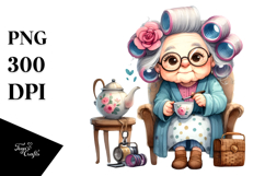 Old Lady Tea Cup Chair | Sublimation, Clipart Product Image 1