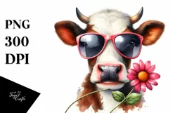 Cow Portrait Sunglasses Clipart Product Image 1