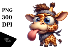 Silly Cartoon Giraffe with Mock Seriousness, Transparent PNG Product Image 1