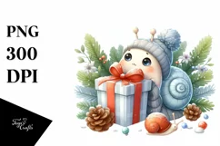 Cute Winter Snail Clipart PNG Product Image 3