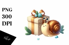 Cute Winter Snail Clipart PNG Product Image 3