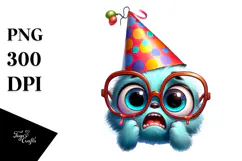 Funny Adorable Kid in Party Hat PNG Product Image 1
